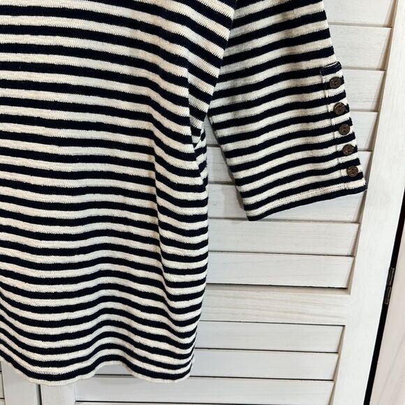 J Jill Top Size Large Cotton Nautical Striped Blue White - Picture 8 of 15